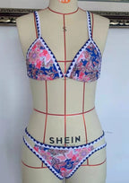 Bikinis para mujer, estampado floral, bikinis con borde de corte alto, traje de baño para mujer, cintura baja, push up, conjunto de bikini femenino