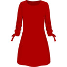 Spring Summer Autumn Solid Color Dress Casual O neck Dress Lace up RealGirl