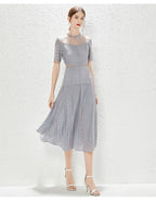 New Perspective Lace Heavy Industry Hollow out Waist Wide Swing Princess Style Dress MEGIRL