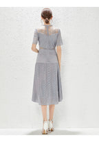 New Perspective Lace Heavy Industry Hollow out Waist Wide Swing Princess Style Dress MEGIRL