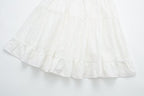Pure Dignified White Dress Summer Lady Square Collar Mid Length Dress Women GoodMe