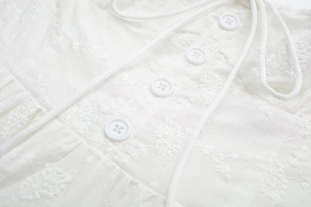 Pure Dignified White Dress Summer Lady Square Collar Mid Length Dress Women GoodMe