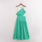 Summer Women Clothing High Waist Cutout out Mid Length Strap Dress Women BlipBlup