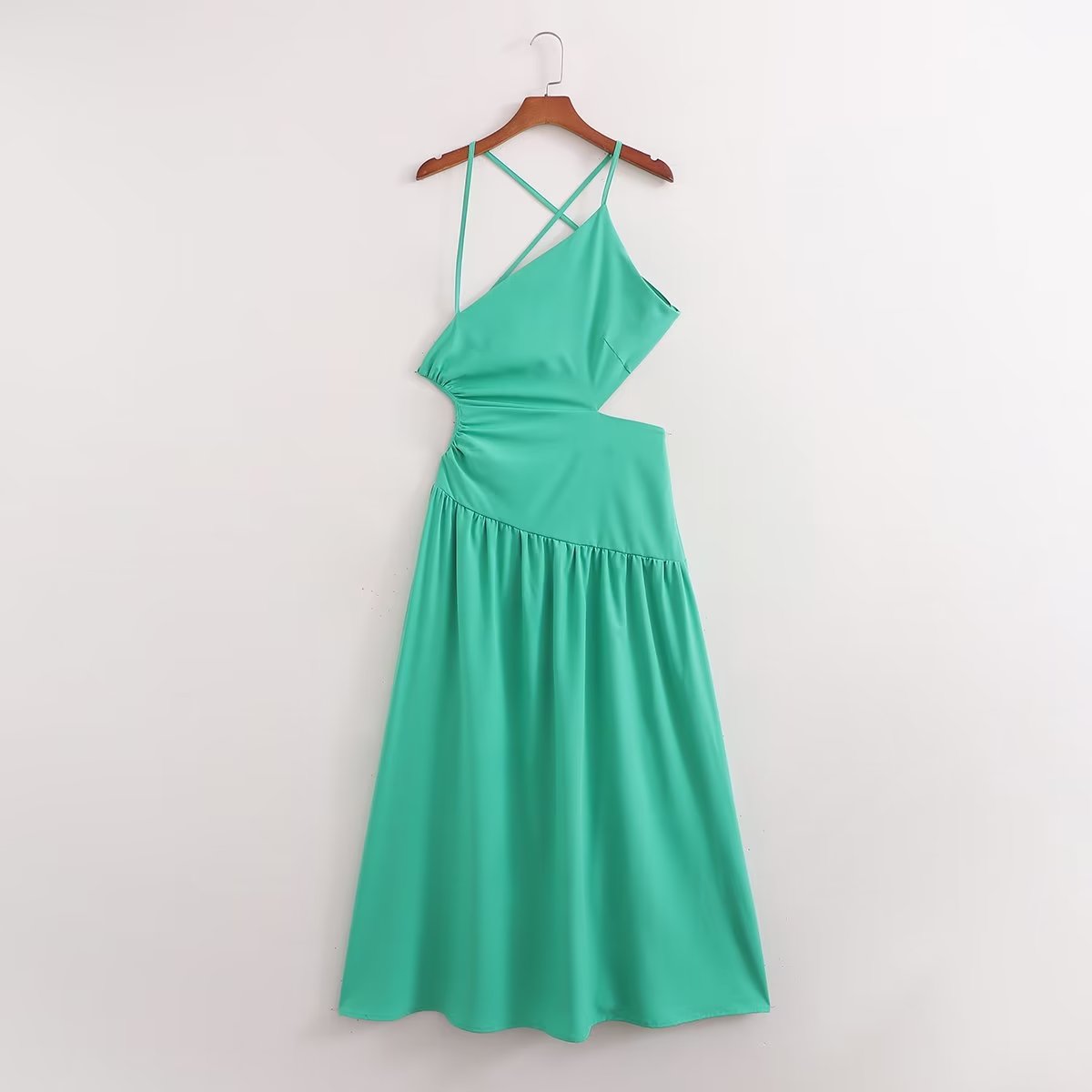 Summer Women Clothing High Waist Cutout out Mid Length Strap Dress Women BlipBlup
