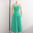 Summer Women Clothing High Waist Cutout out Mid Length Strap Dress Women BlipBlup