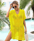 Summer Beach Cover Up Knitted Hollow Out Cutout Bikini Sun Protection Shirt Vacation Beach Cover PettiCloth