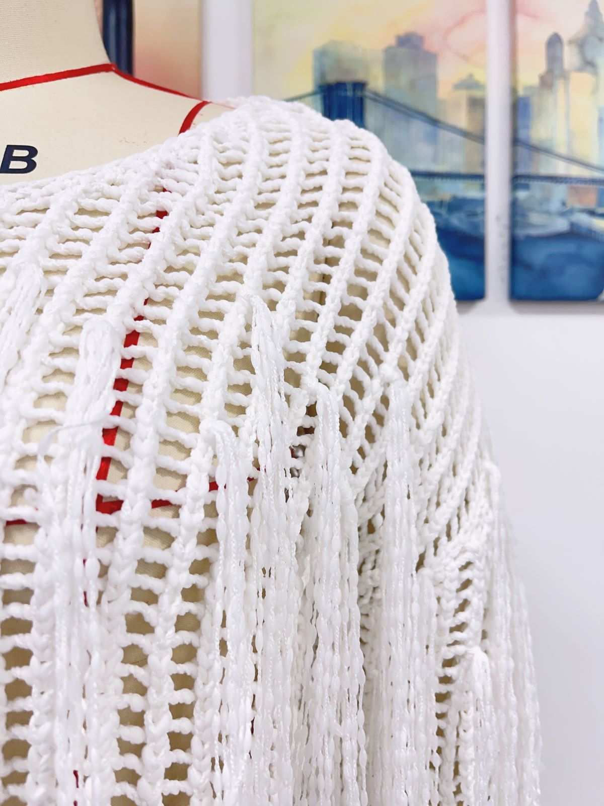Spring Summer Knitted Women Tassel Hollow Out Solid Color Bikini Beach Cover up Women Knitwear