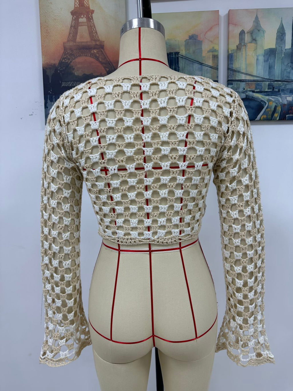 Chemisier tricoté à la main pour femme, vêtement de plage ajouré, tricoté à la main, collection printemps-été