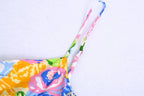 Summer Small Fresh V neck Yellow Printings Pleated Dress for Women Shell