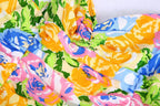 Summer Small Fresh V neck Yellow Printings Pleated Dress for Women Shell