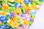 Summer Small Fresh V neck Yellow Printings Pleated Dress for Women Shell