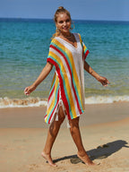 Summer Beach Cover up Cutout Knitted Tassel Holiday Bikini Cover Women
