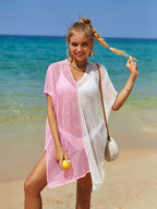 Summer Cover up Cutout Knitted Tassel Holiday Bikini Cover Women