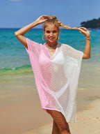 Summer Cover up Cutout Knitted Tassel Holiday Bikini Cover Women