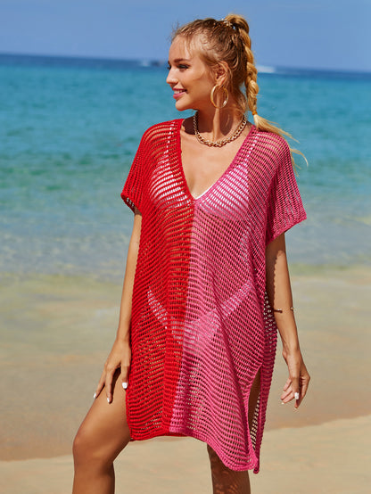 Summer Cover up Cutout Knitted Tassel Holiday Bikini Cover Women