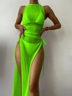Swimsuit Bikini Women Bikini Three Piece Swimsuit Solid Color Sexy Split Swimsuit Wing Lok