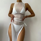 Swimsuit Bikini Women Bikini Three Piece Swimsuit Solid Color Sexy Split Swimsuit Wing Lok