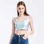 Summer Sexy Slim Sports I-Shaped Vest Bright Leather Performance Wear Stage Women Clothing Universe