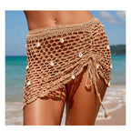 Jupe de plage sexy en tricot ajouré pour femme, tenue de plage sexy en coquillage crocheté à la main