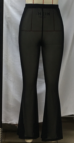 Women Clothes Casual Pants Sexy Sheer Mesh Slightly Flared Beach Trousers