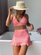 Swimsuit Women Split Three Piece Floral Internet Celebrity Cami Dress Bikini SOKO