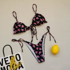 Maillot de bain bandage à bretelles pour femmes, plissé, push-up, cordon de serrage, sexy, couleur unie, bikini