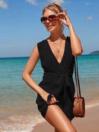 Coat Vacation Beach Dress Durable Easy Wear Lace Up Sleeveless Beach Cover Up Dress Menara
