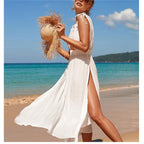 Outerwear Cover Up Women Summer Casual Sleeveless Sling Backless Slit Beach Long Jumpsuit Overskirt Women Menara
