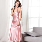 Artificial Silk Nightdress Women Summer Cami Dress V-neck Sexy Long Pajamas Home satin pajamas satin sleepwear Danilin