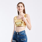 Summer Sexy Slim Sports I-Shaped Vest Bright Leather Performance Wear Stage Women Clothing Universe