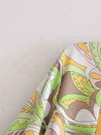 Sources Vintage Printed V neck Waist Controlled Long Sleeves Mid Length Dress Spring Summer Plus Size Slimming Dress BlipBlup