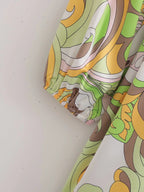 Sources Vintage Printed V neck Waist Controlled Long Sleeves Mid Length Dress Spring Summer Plus Size Slimming Dress BlipBlup
