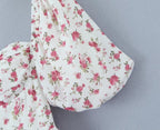Women Clothing Summer Spicy Puff Sleeve Sexy Pink Printing Waist Dress ZDShop