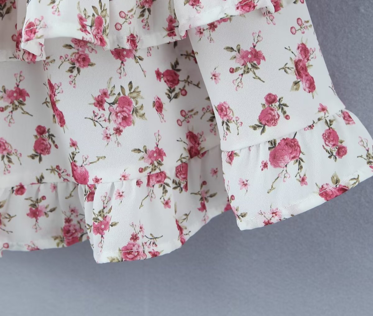 Women Clothing Summer Spicy Puff Sleeve Sexy Pink Printing Waist Dress ZDShop