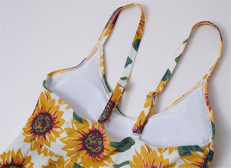 Traje de baño sexy de cintura alta con estampado dividido para mujer