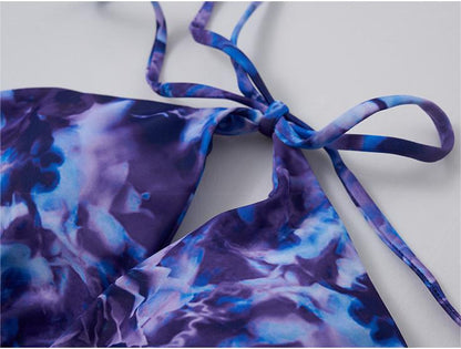 Women Swimwear Bikini High Waist Sexy Backless Split Swimsuit Printed Bikini