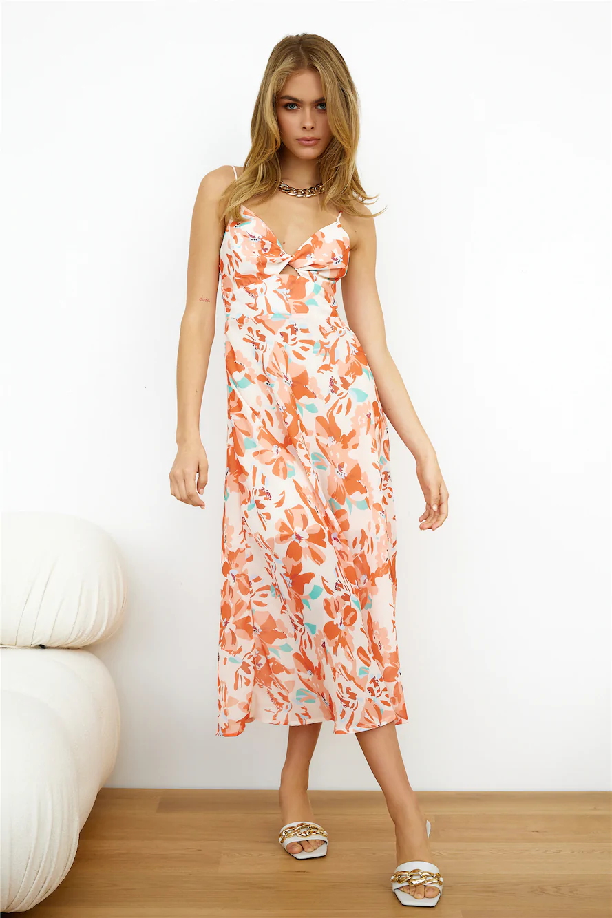 Women Spring Summer New Bohemia Holiday Print Kink Sling Dress CC