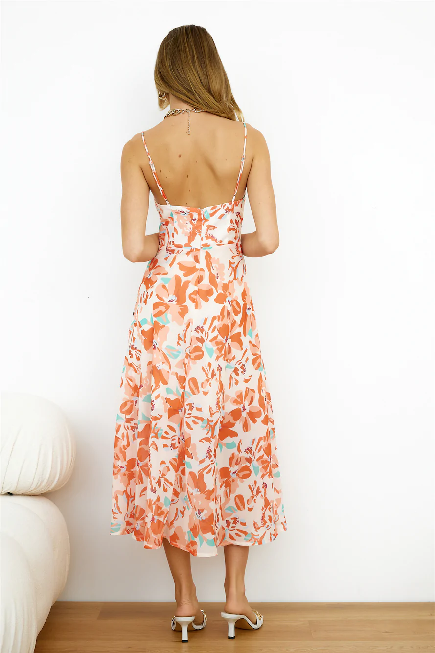 Women Spring Summer New Bohemia Holiday Print Kink Sling Dress CC