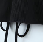Women Clothing Spring Sexy Hollow Out Drawstring Lace Knitted Dress Hip Dress