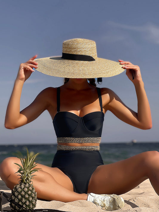 Sexy Bikini Women Solid Color High Waist Split Swimsuit