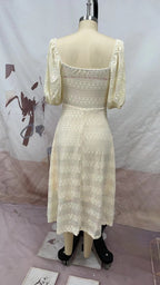 Spring Summer Women Clothing V neck Short Sleeve Dress Casual Inly