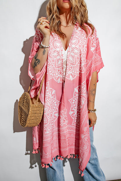 Kimono con borlas Anja marrón