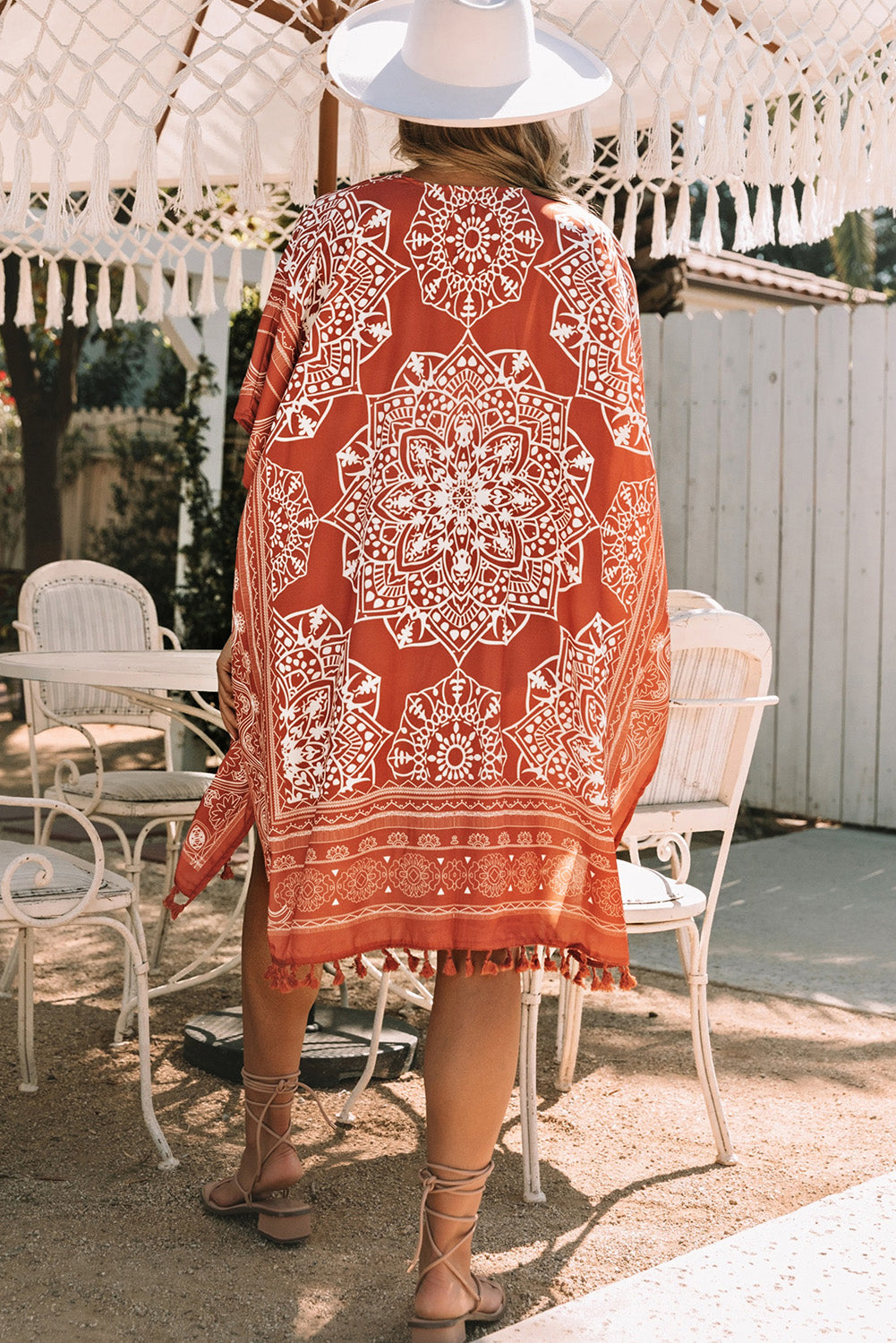 Kimono con borlas Anja marrón