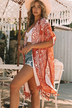Kimono con borlas Anja marrón