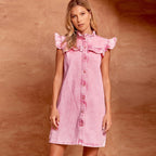 Popular Denim Dress Summer Washed Distressed Dress OZSHO