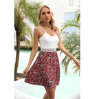 Women Summer V Neck Vacation Lattice Trim Patchwork Backless Cami Dress DODO