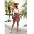 Women Summer V Neck Vacation Lattice Trim Patchwork Backless Cami Dress DODO