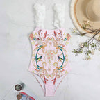 One Piece Women Swimwear Retro Cover Belly Slimming Swimsuit Chiffon Beach Dress