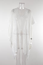 Summer Mid Length V neck Hollow Out Cutout Tassel Beachwear Holiday Shirt Seaside Sun Protection Clothing PettiCloth