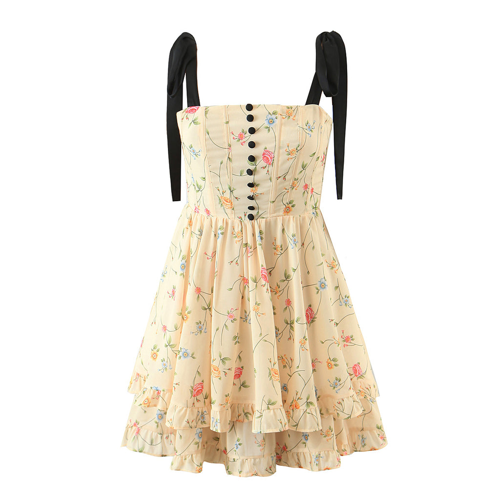 Spring Summer Women Clothing Color Vacation Fresh Sexy Sexy Strap Dress Crisscross ZDShop